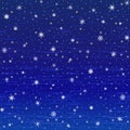 Vector winter square Christmas background of glowing snowflakes, grunge clouds on the dark blue sky. EPS 10 Royalty Free Stock Photo